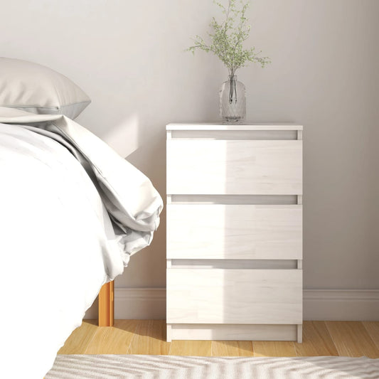 Nattbord Sengbord Hvit 40x29,5x64 cm heltre furu
