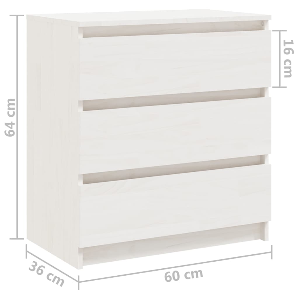 Nattbord Sengbord Hvit 60x36x64 cm heltre furu