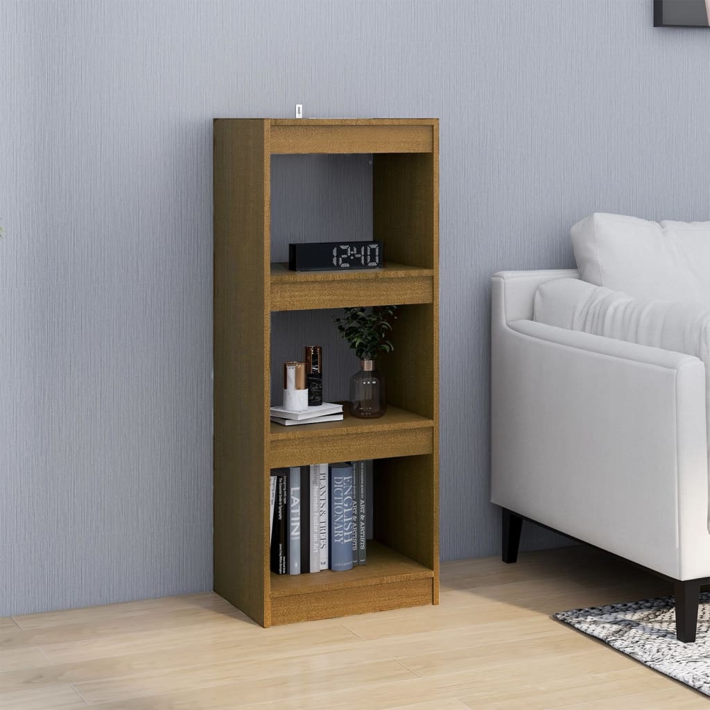 Bokhylle Honningbrun Romdeler 40x30x103,5 cm heltre furu