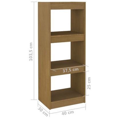 Bokhylle Honningbrun Romdeler 40x30x103,5 cm heltre furu