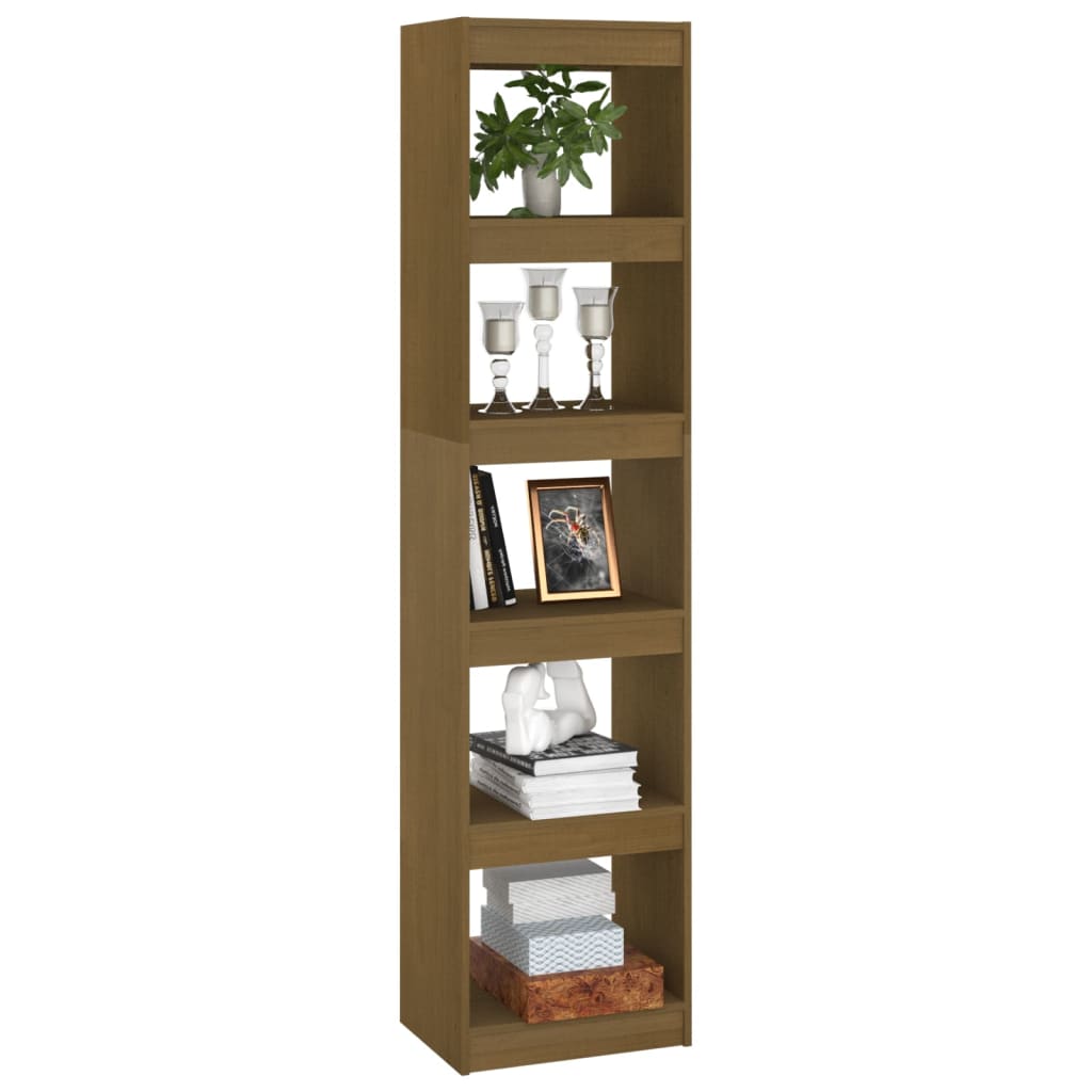 Bokhylle Honningbrun Romdeler 40x30x167,5 cm heltre furu