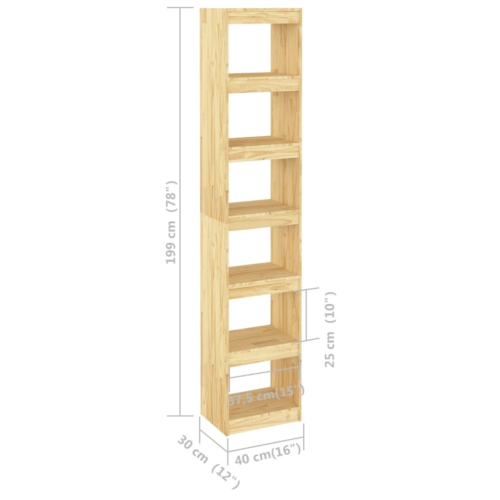 Bokhylle Tre Romdeler 40x30x199 cm heltre furu