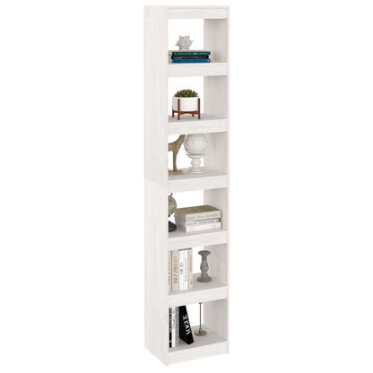 Bokhylle Hvit Romdeler 40x30x199 cm heltre furu
