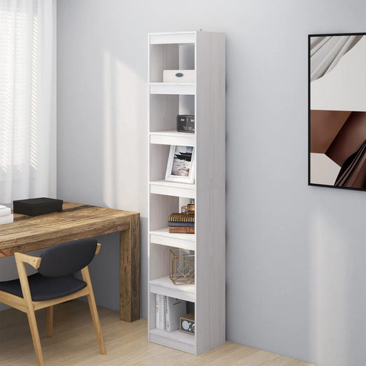Bokhylle Hvit Romdeler 40x30x199 cm heltre furu