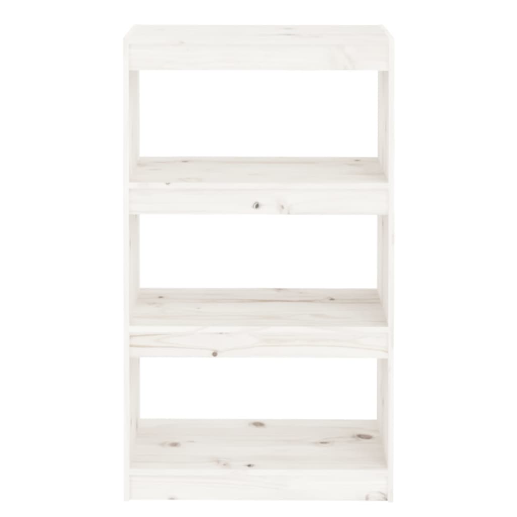 Bokhylle/romdeler hvit 60x30x103,5 cm heltre furu