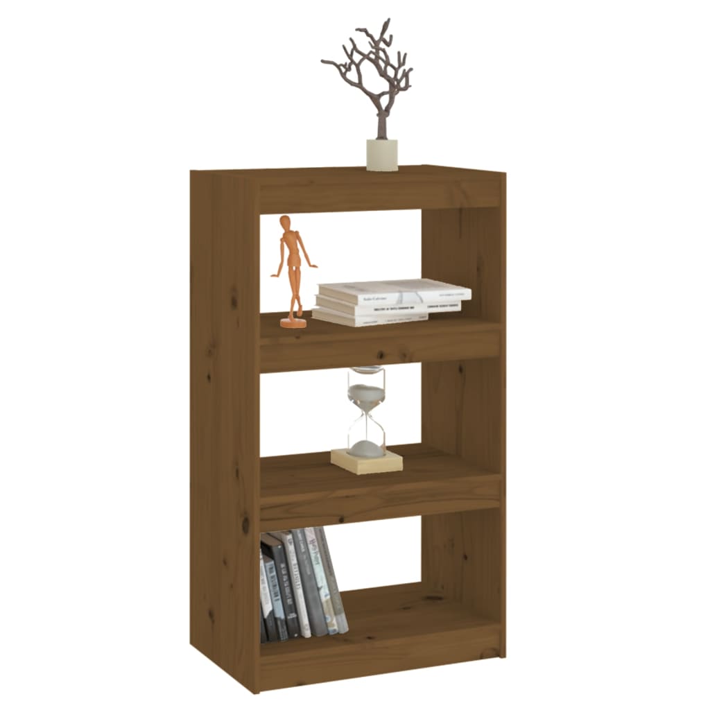 Bokhylle Honningbrun Romdeler 60x30x103,5 cm heltre furu