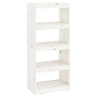 Bokhylle Hvit Romdeler 60x30x135,5 cm heltre furu