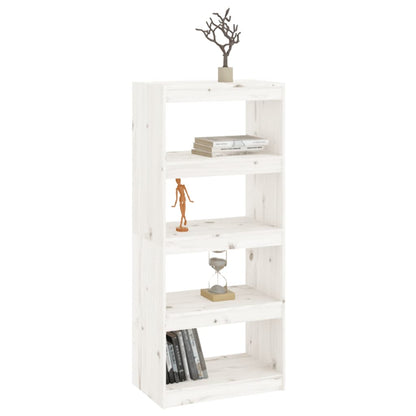 Bokhylle Hvit Romdeler 60x30x135,5 cm heltre furu