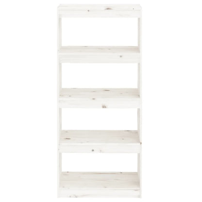 Bokhylle Hvit Romdeler 60x30x135,5 cm heltre furu