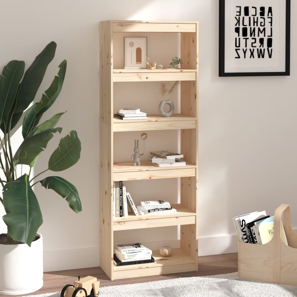 Bokhylle Tre Romdeler 60x35x167 cm heltre furu