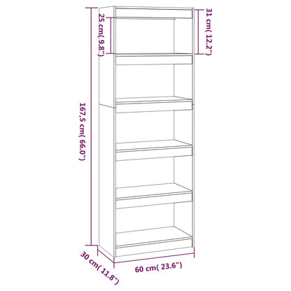 Bokhylle Tre Romdeler 60x35x167 cm heltre furu