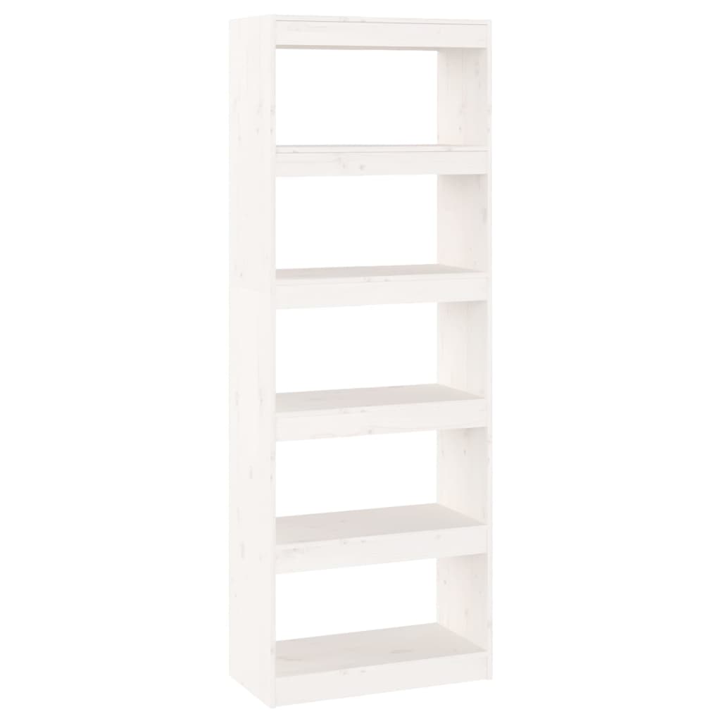 Bokhylle Hvit Romdeler 60x30x167,5 cm heltre furu