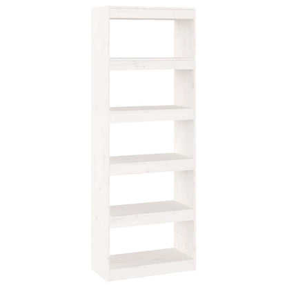 Bokhylle Hvit Romdeler 60x30x167,5 cm heltre furu