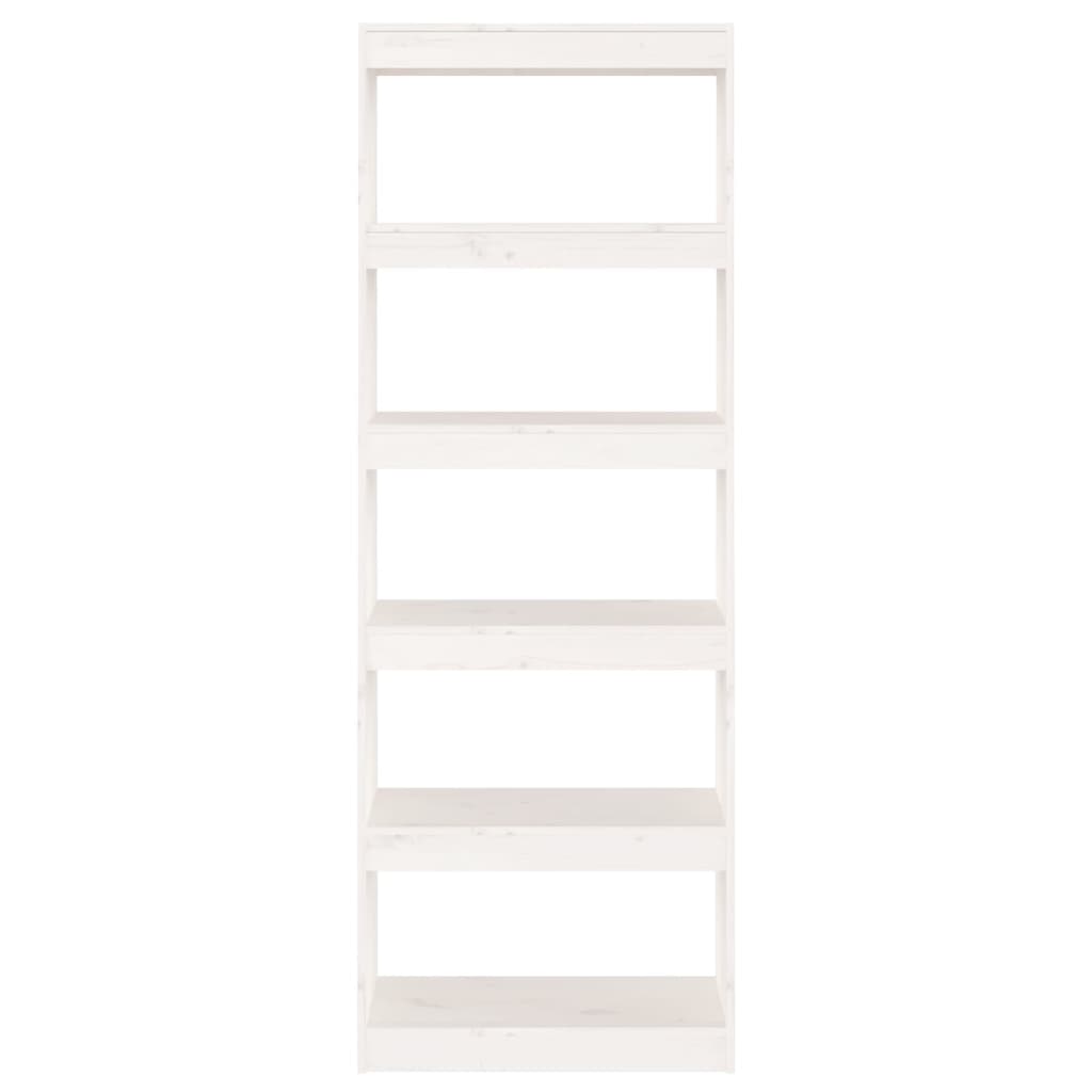 Bokhylle Hvit Romdeler 60x30x167,5 cm heltre furu
