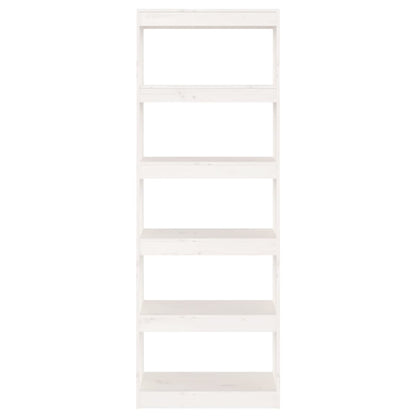 Bokhylle Hvit Romdeler 60x30x167,5 cm heltre furu