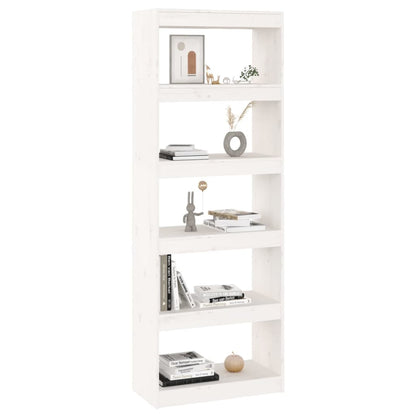 Bokhylle Hvit Romdeler 60x30x167,5 cm heltre furu