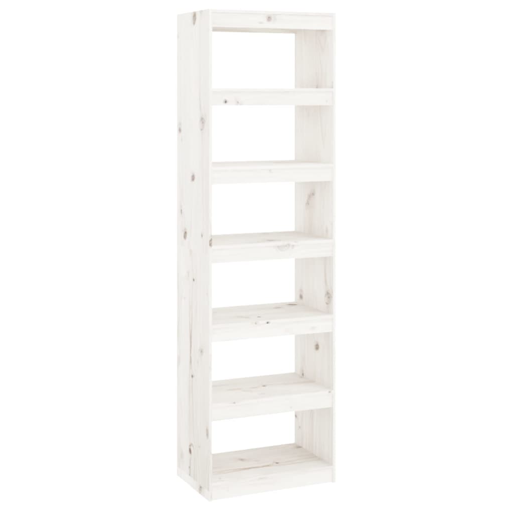 Bokhylle Hvit Romdeler 60x30x199,5 cm heltre furu