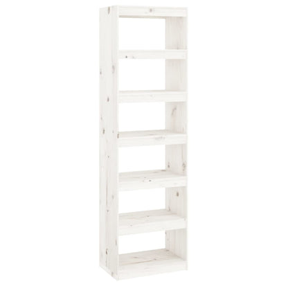 Bokhylle Hvit Romdeler 60x30x199,5 cm heltre furu