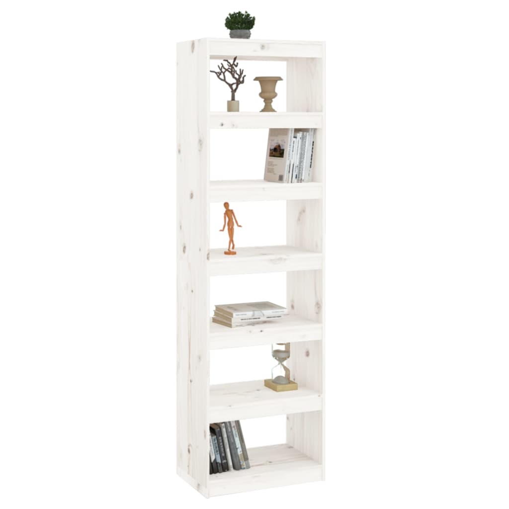 Bokhylle Hvit Romdeler 60x30x199,5 cm heltre furu