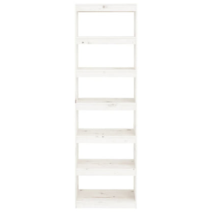 Bokhylle Hvit Romdeler 60x30x199,5 cm heltre furu