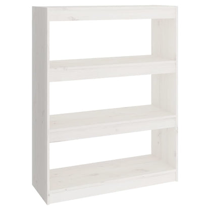 Bokhylle Hvit Romdeler 80x30x103,5 cm heltre furu