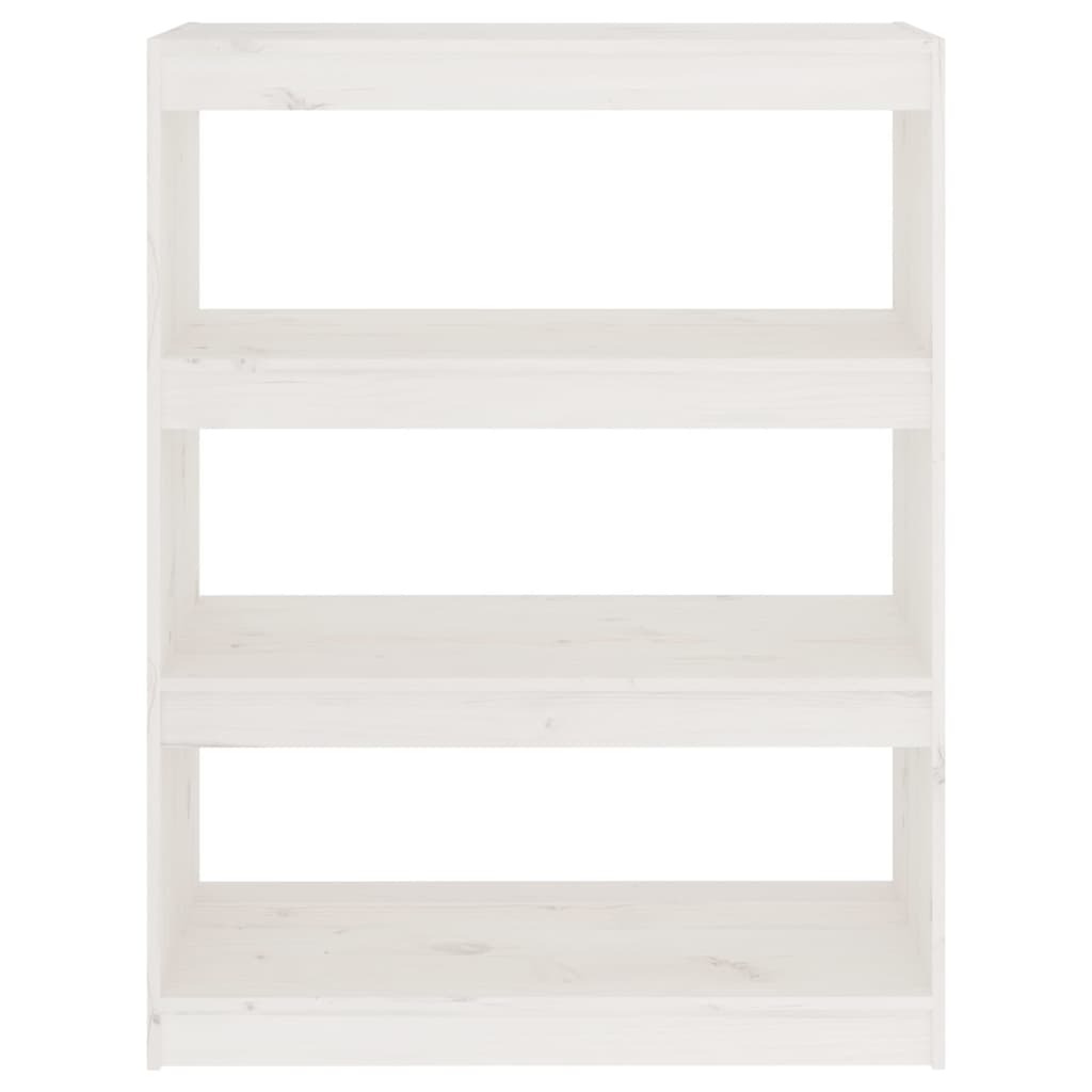 Bokhylle Hvit Romdeler 80x30x103,5 cm heltre furu
