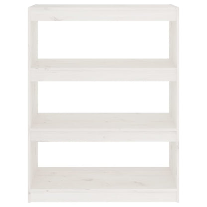 Bokhylle Hvit Romdeler 80x30x103,5 cm heltre furu