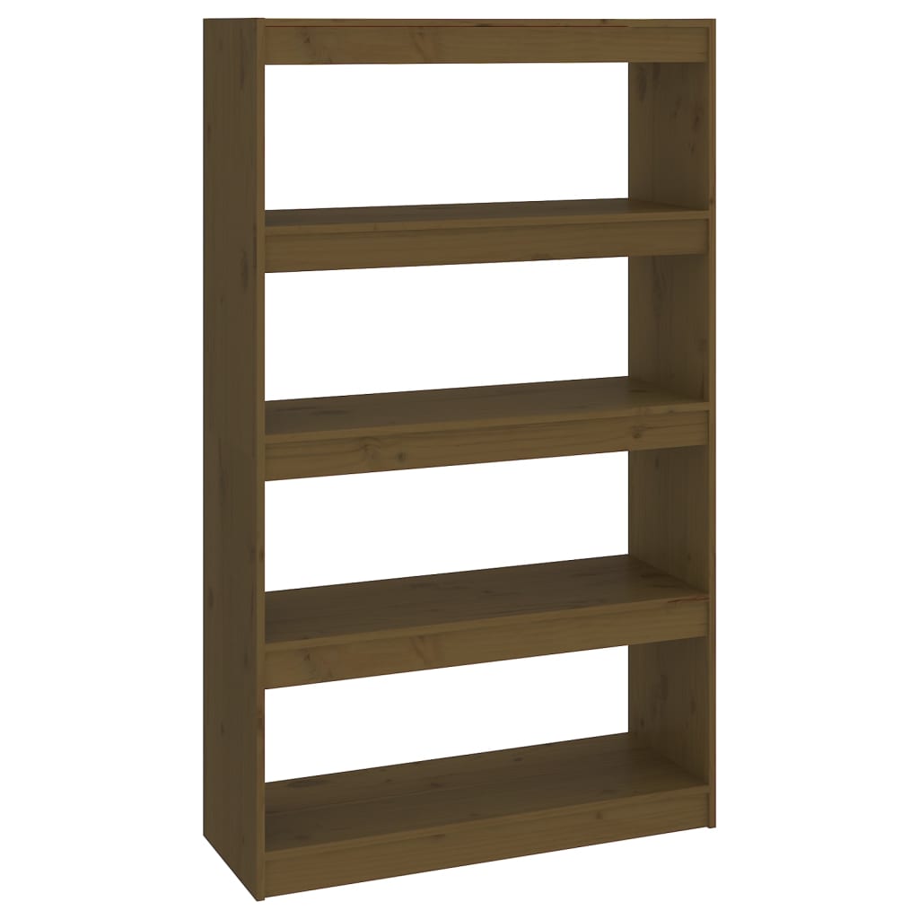 Bokhylle Honningbrun Romdeler 80x30x135,5 cm heltre furu