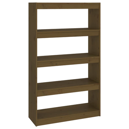 Bokhylle Honningbrun Romdeler 80x30x135,5 cm heltre furu