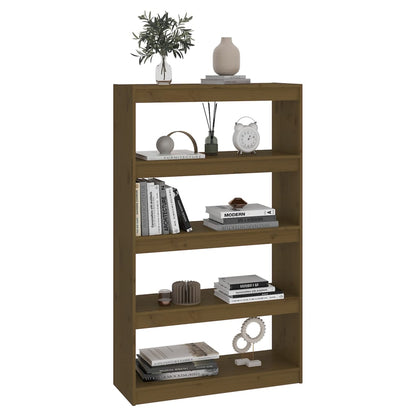 Bokhylle Honningbrun Romdeler 80x30x135,5 cm heltre furu