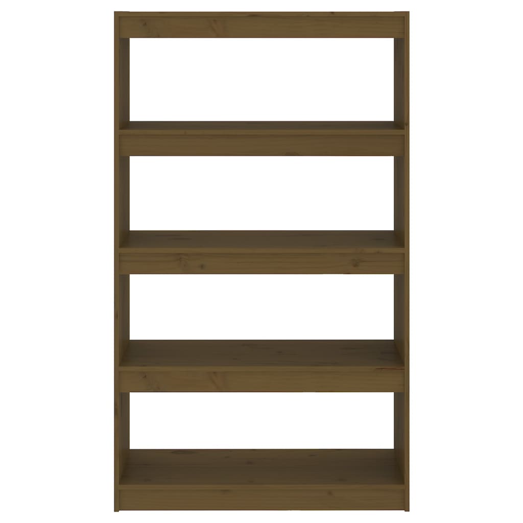 Bokhylle Honningbrun Romdeler 80x30x135,5 cm heltre furu