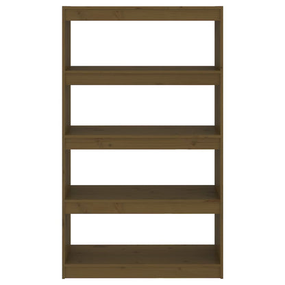 Bokhylle Honningbrun Romdeler 80x30x135,5 cm heltre furu