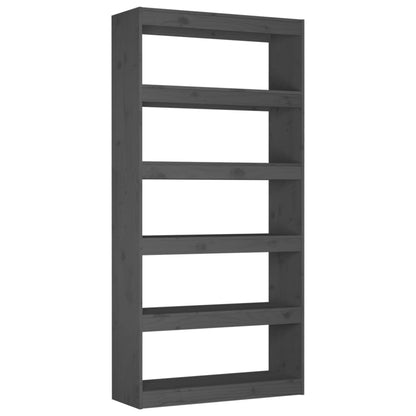 Bokhylle Grå Romdeler 80x30x167,4 cm heltre furu