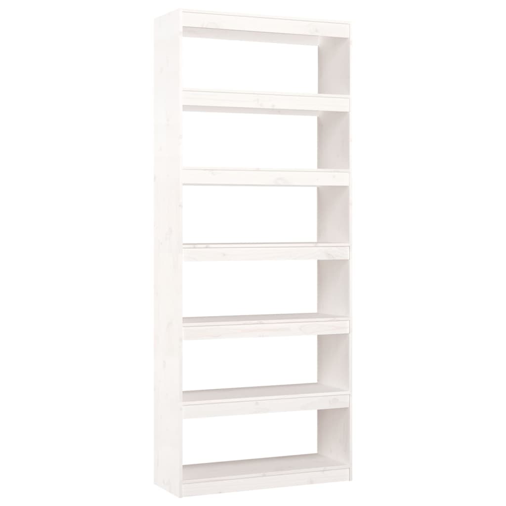 Bokhylle Hvit Romdeler 80x30x199,5 cm heltre furu