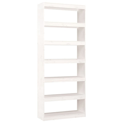 Bokhylle Hvit Romdeler 80x30x199,5 cm heltre furu