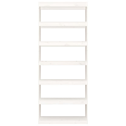 Bokhylle Hvit Romdeler 80x30x199,5 cm heltre furu