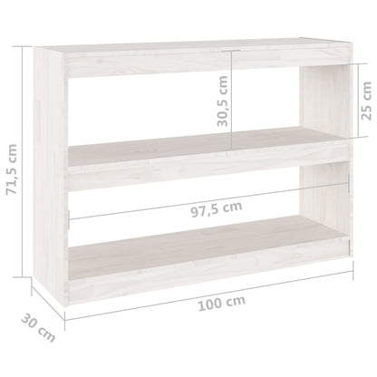 Bokhylle Hvit Romdeler 100x30x71,5 cm furu