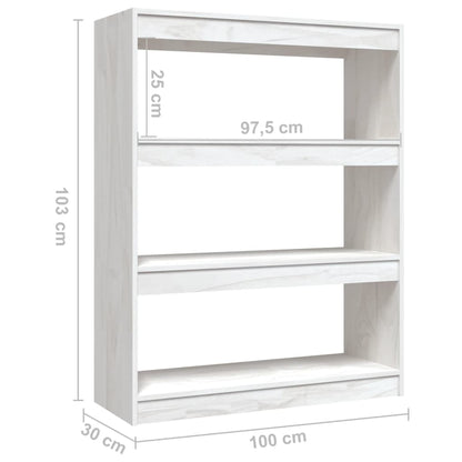 Bokhylle Hvit Romdeler 100x30x103 cm heltre furu