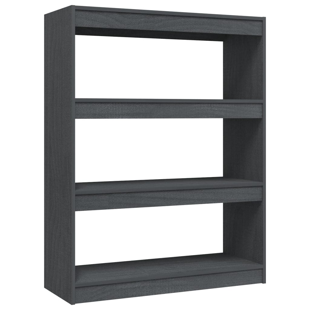 Bokhylle Grå Romdeler 100x30x103 cm heltre furu