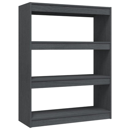 Bokhylle Grå Romdeler 100x30x103 cm heltre furu