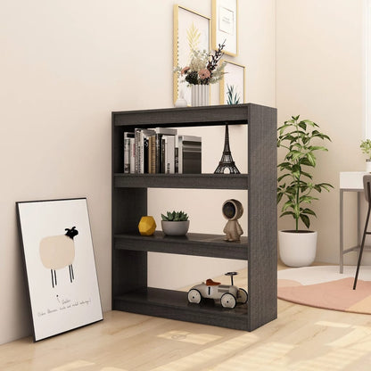 Bokhylle Grå Romdeler 100x30x103 cm heltre furu