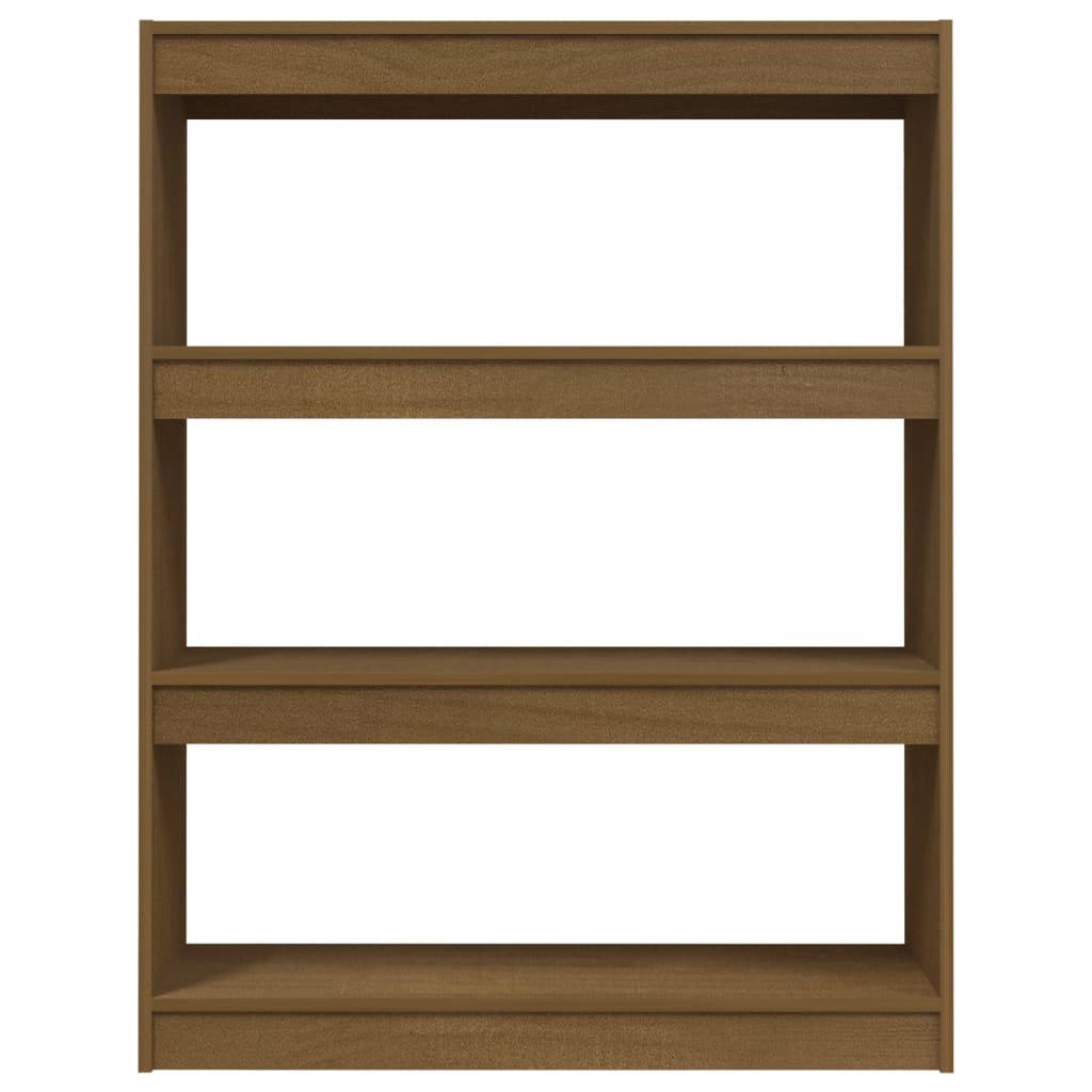 Bokhylle Honningbrun Romdeler 100x30x103 cm heltre furu