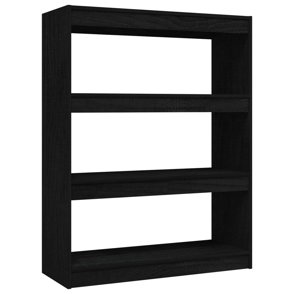 Bokhylle Svart Romdeler 100x30x103 cm heltre furu