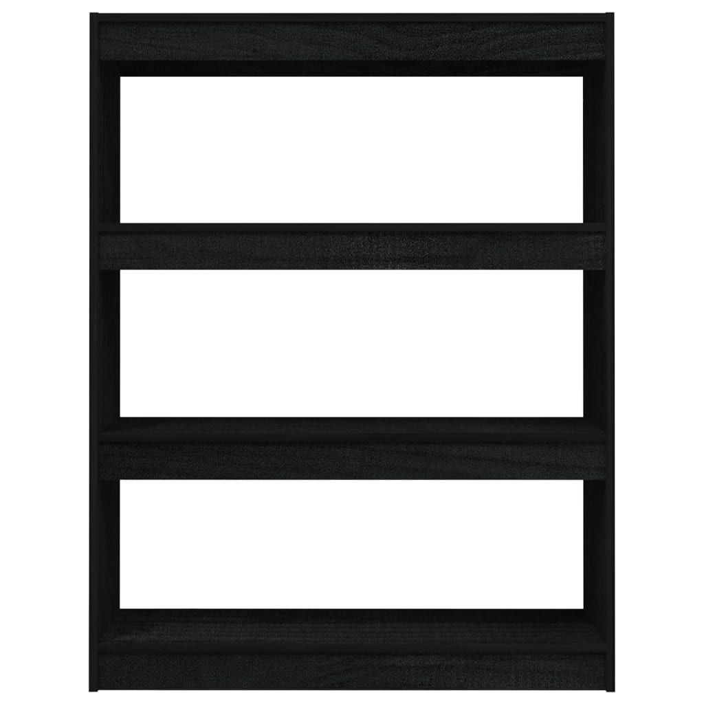 Bokhylle Svart Romdeler 100x30x103 cm heltre furu