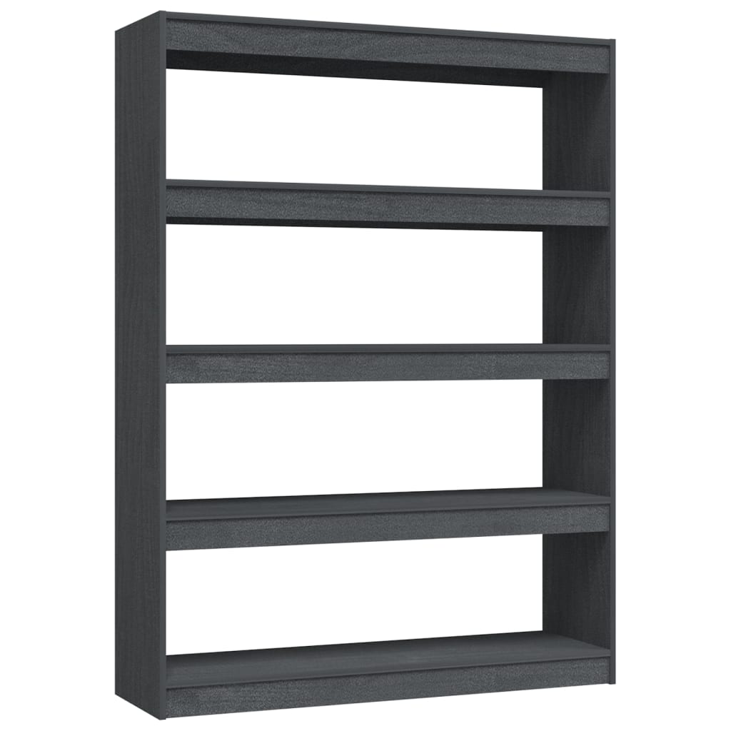 Bokhylle Grå Romdeler 100x30x135,5 cm heltre furu