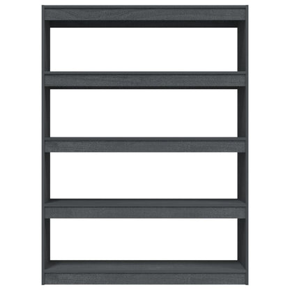 Bokhylle Grå Romdeler 100x30x135,5 cm heltre furu