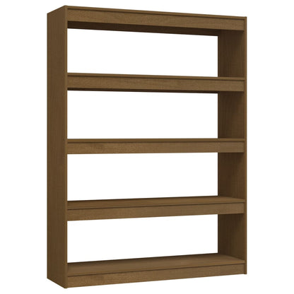 Bokhylle Honningbrun Romdeler 100x30x135,5 cm heltre furu
