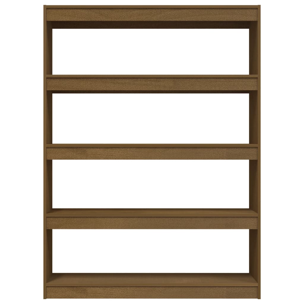 Bokhylle Honningbrun Romdeler 100x30x135,5 cm heltre furu