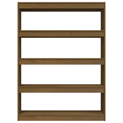 Bokhylle Honningbrun Romdeler 100x30x135,5 cm heltre furu