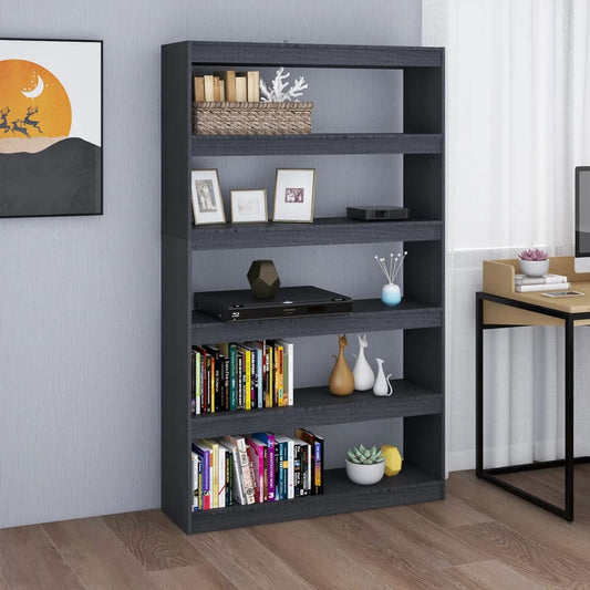 Bokhylle Grå Romdeler 100x30x167,5 cm heltre furu